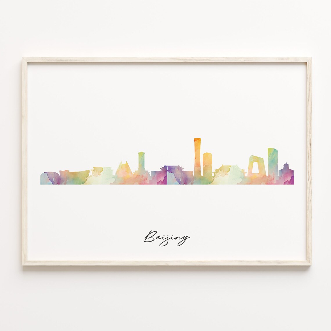 Beijing Watercolor Cityscape Skyline China Capital Travel Poster Art