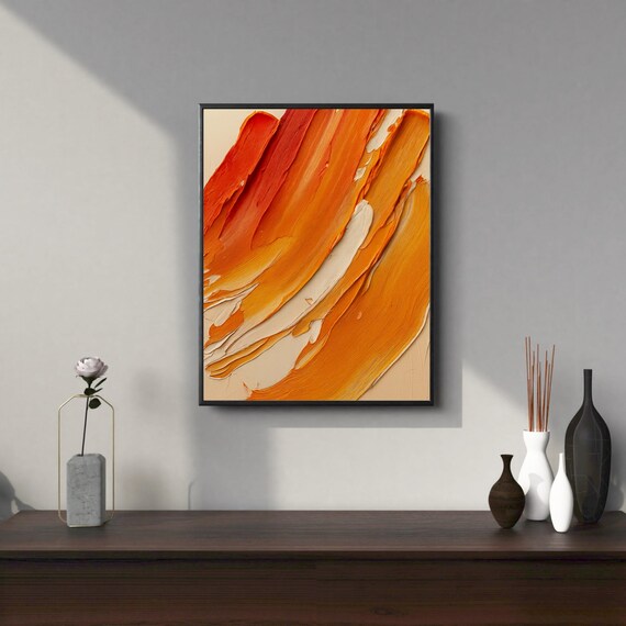 Personalized Textured Wall Art In Warm Orange Tones Handmade Painting For Modern Interior Or Luxury Home Decor