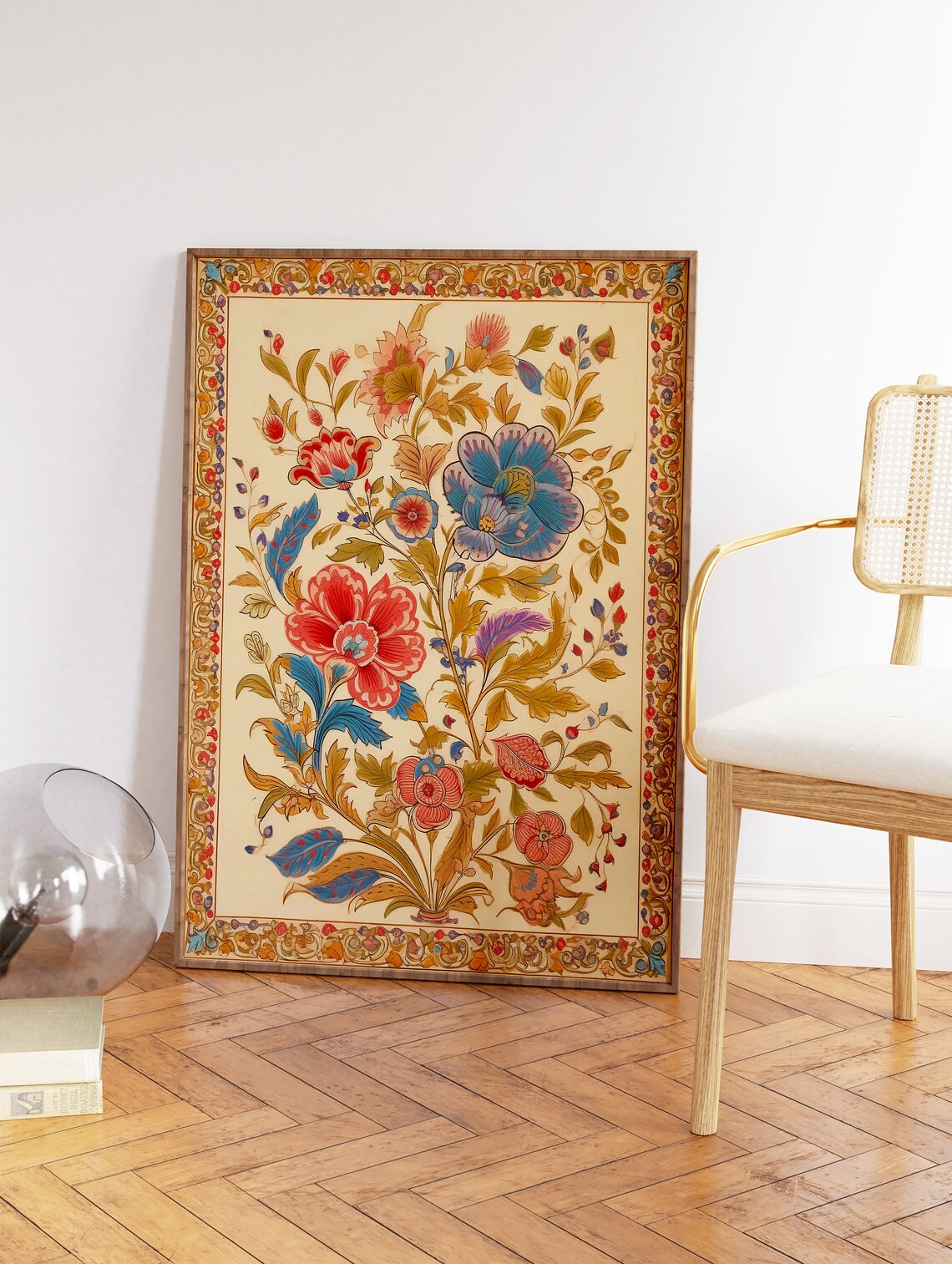 Traditional Indian Floral Art Ornamental Botanical Wall Poster - Image 2