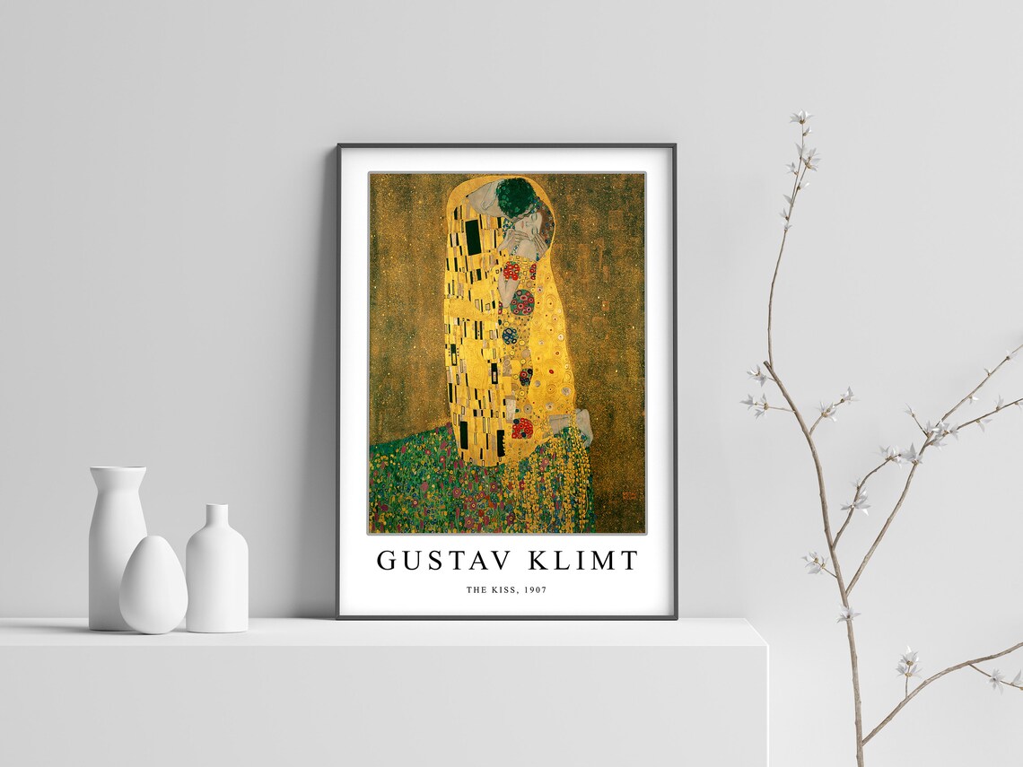 Gustav Klimt The Kiss 1907 Golden Embrace Art Gallery Poster - Image 2