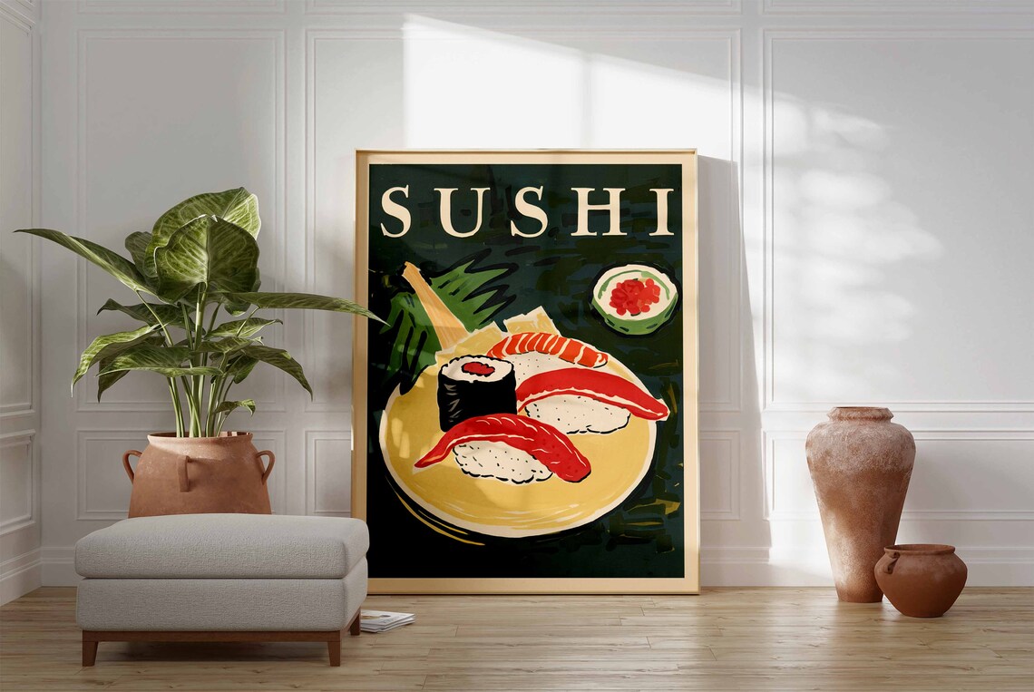 Sushi Platter Nigiri Maki Rolls Wasabi Japanese Food Art Poster - Image 3