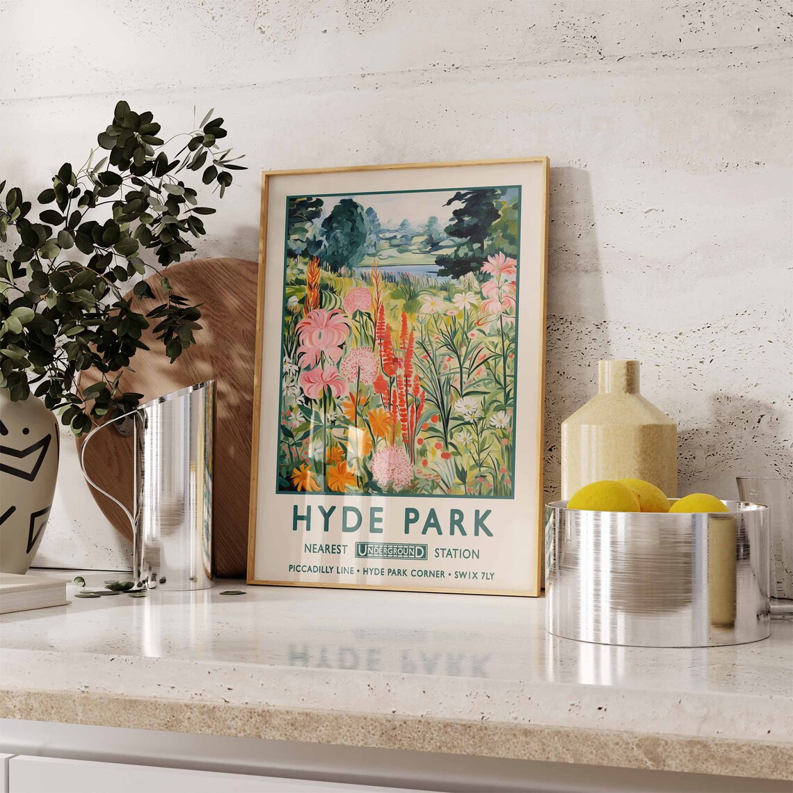 Hyde Park London Print, William Morris Vintage Floral Art - Image 2