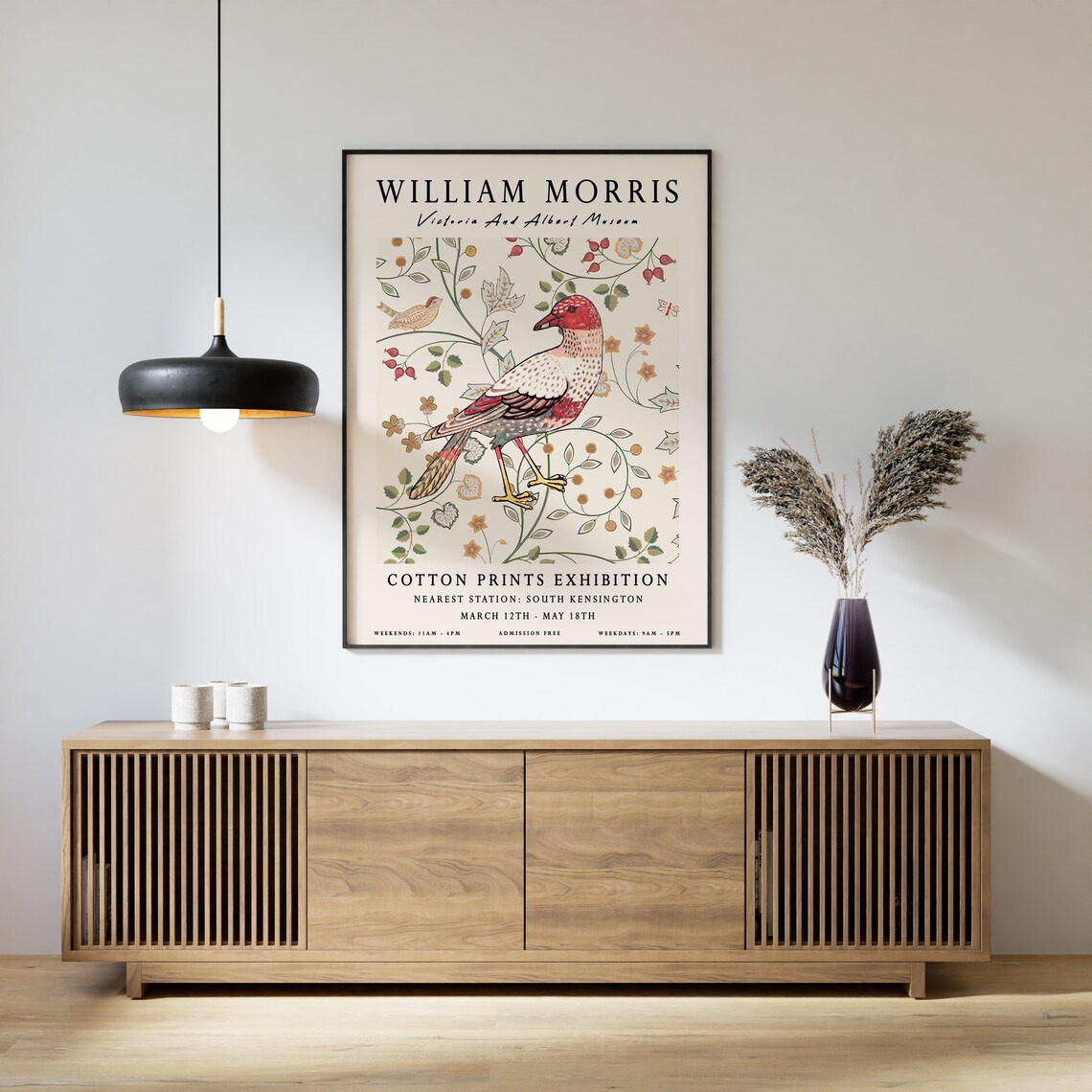 William Morris Floral Textile Art, Vintage Poster - Image 3