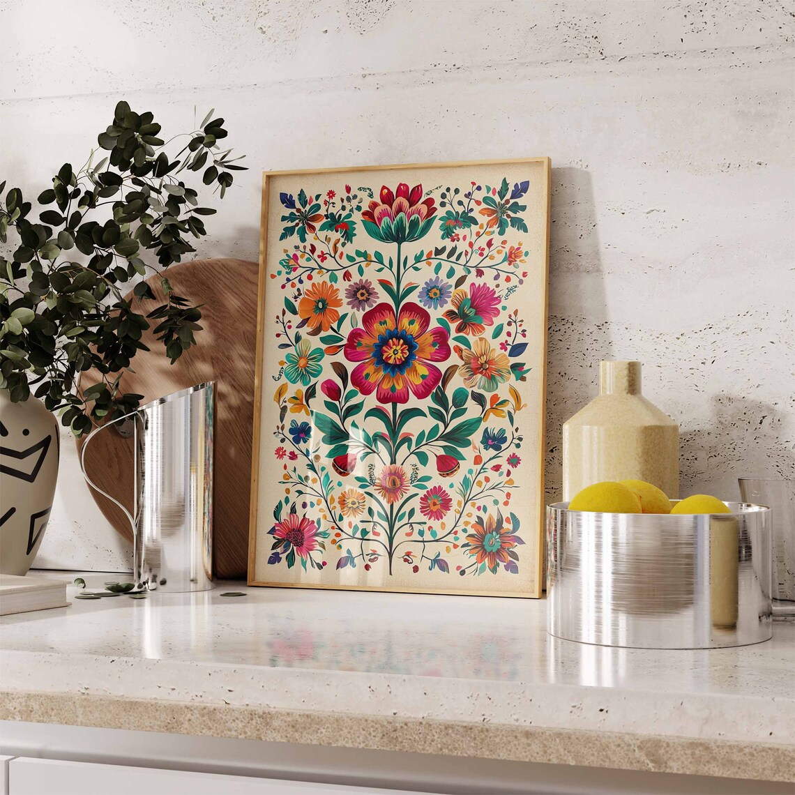 Vintage Mexican Floral Art Print, Latin Decor - Image 2