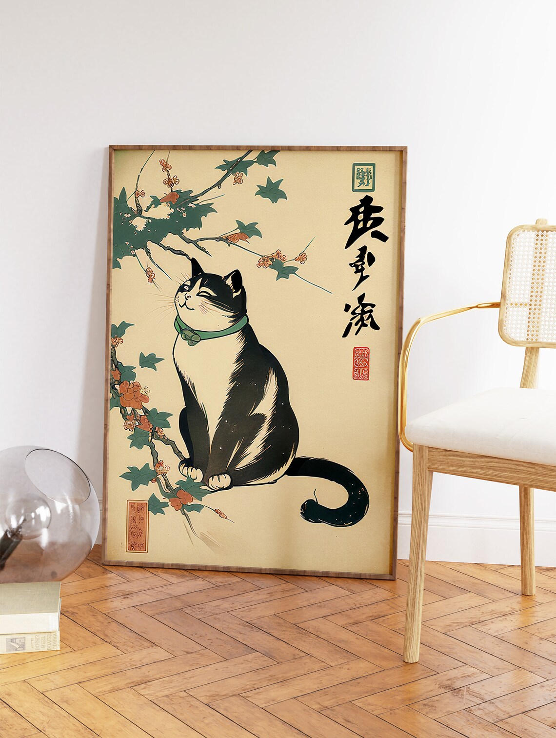 Japanese Cat Vintage Art Print, Cute Cat Decor - Image 2
