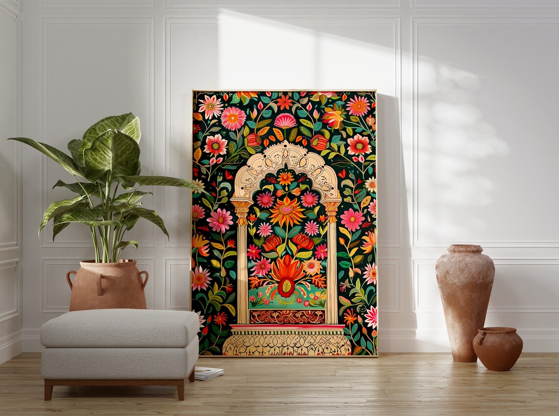 Indian Mughal Floral Arch Ornate Palace Garden Traditional Poster - Image 3