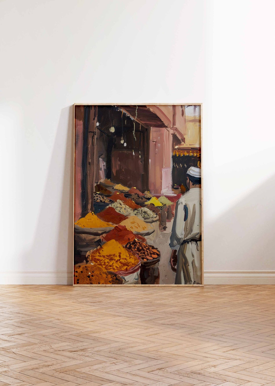 Interior Spice Shop with Pyramids of Turmeric Impressionist Poster - Image 2