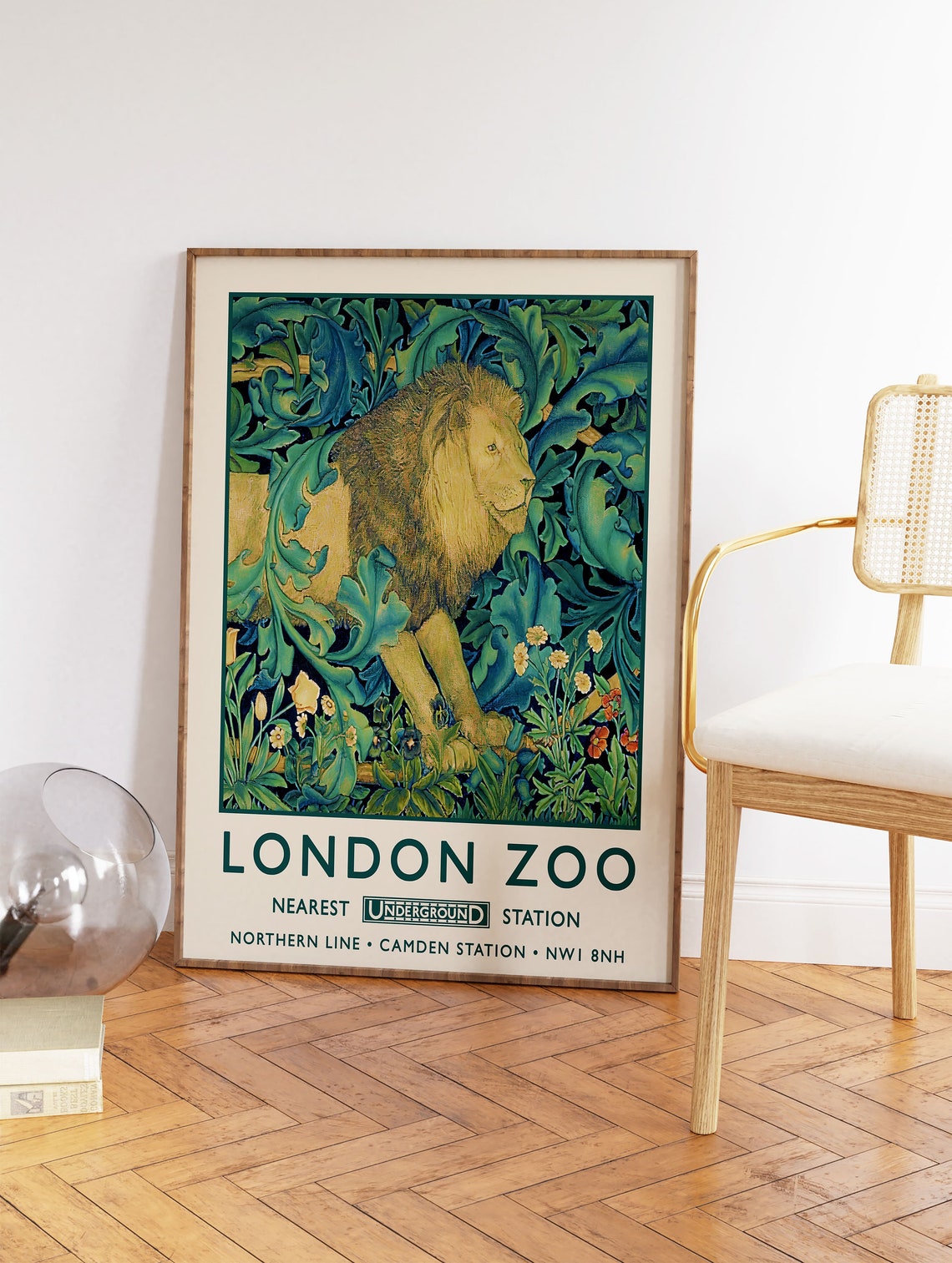London Zoo Lion Vintage Travel Poster Northern Line Camden Art - Image 3