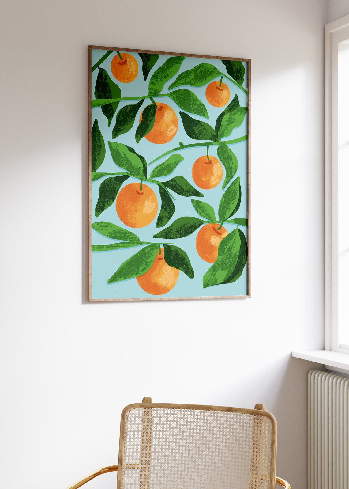 Retro Orange Citrus Vintage Branch Pattern Art Classic Print - Image 2
