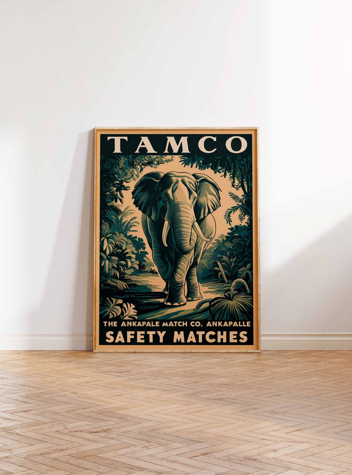 Tamco Vintage Safety Matches Elephant Front View Jungle Poster - Image 2