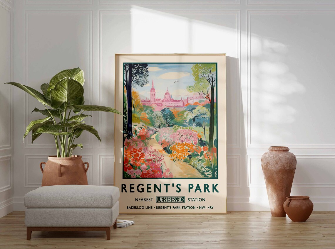 Regents Park London Botanical Gardens Vintage Art Print - Image 3