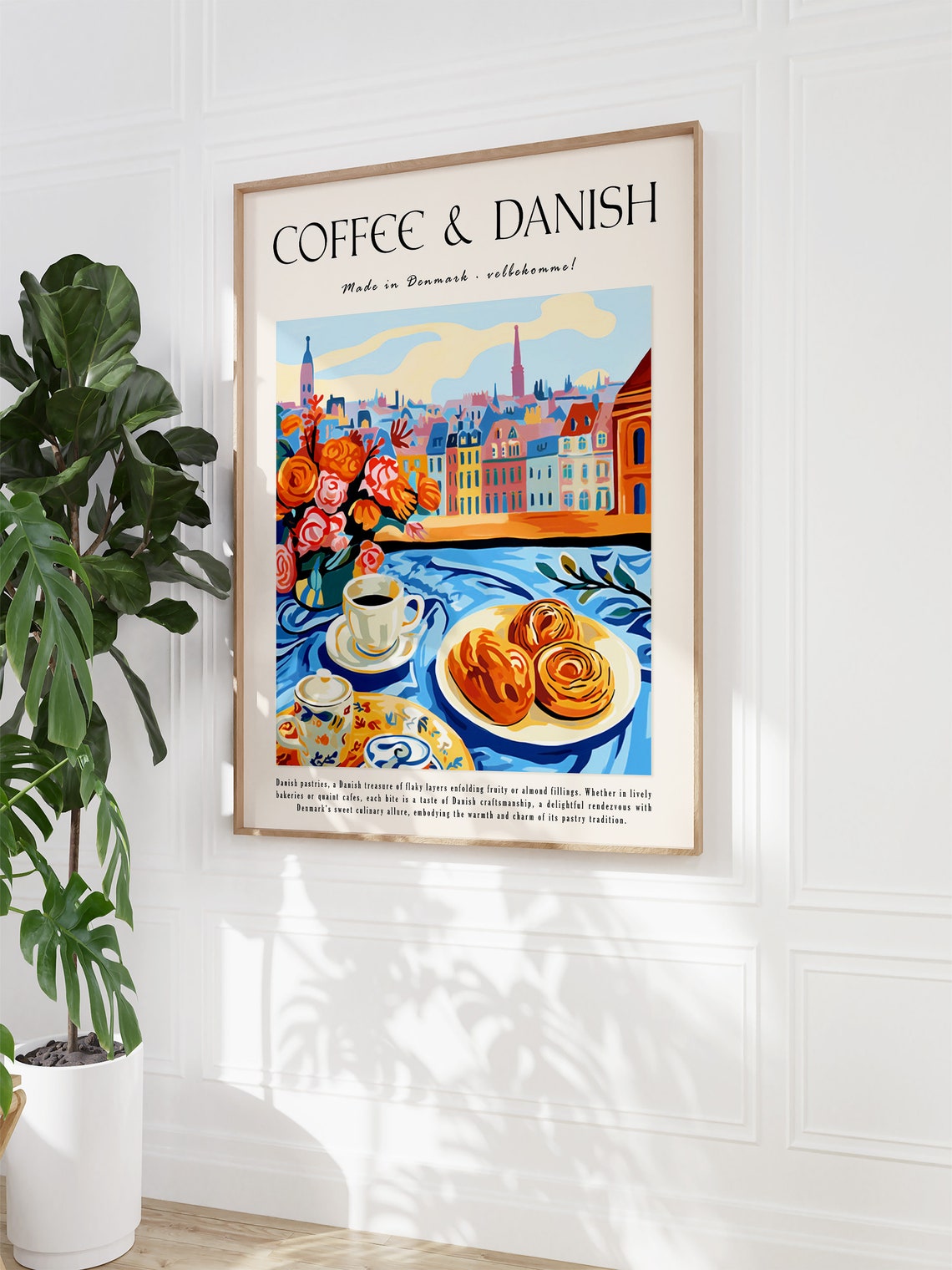 Coffee and Danish Made in Denmark Cafe Window City Scene Poster - Image 3