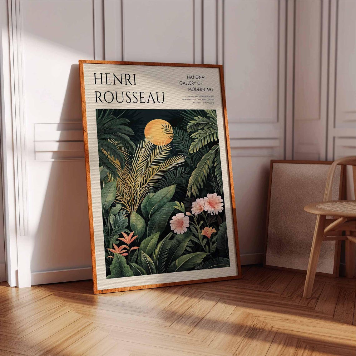 Henri Rousseau Moonlit Jungle with Pink Daisies Exhibition Poster - Image 2