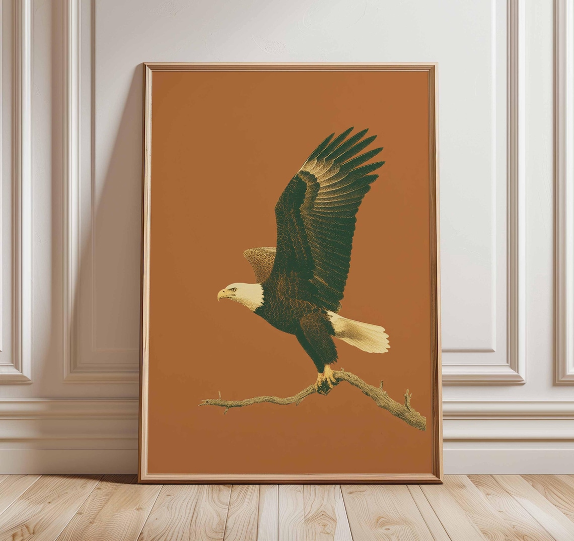 Vintage Eagle Poster, Rustic Wildlife Art Print