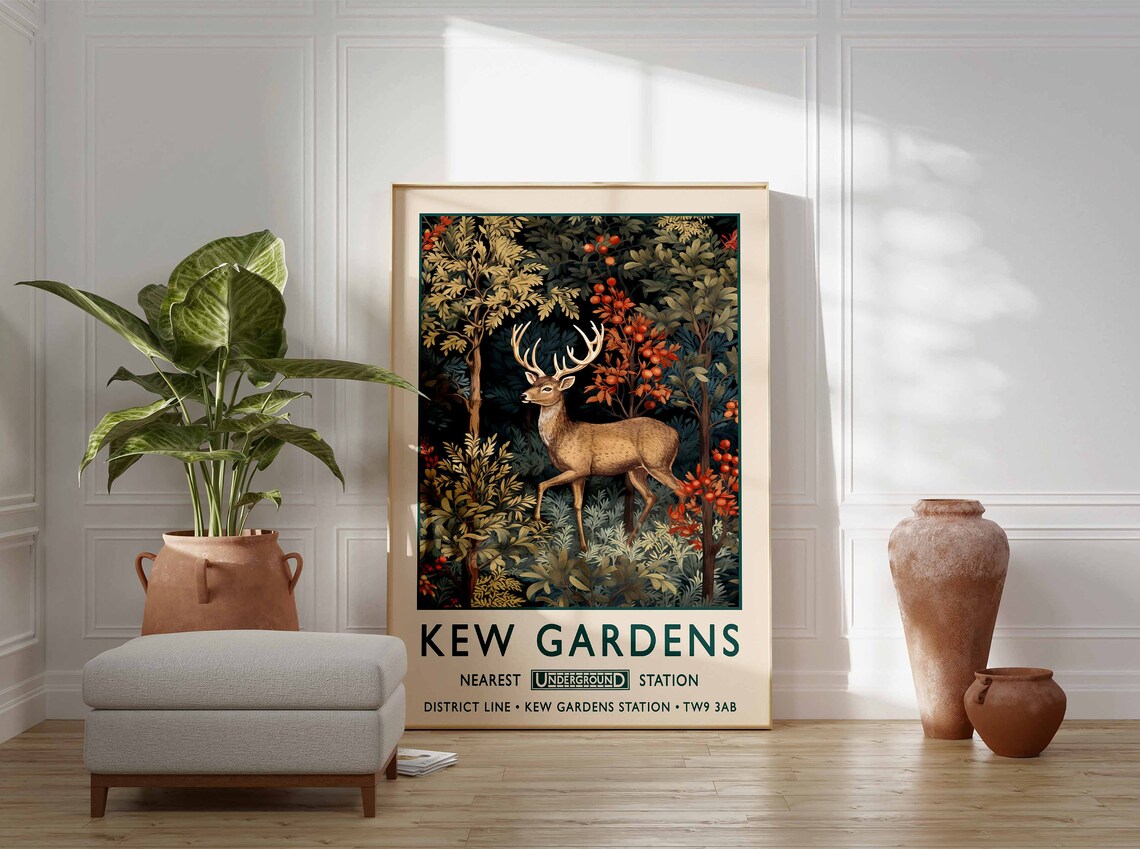 William Morris Deer Print, Kew Gardens London - Image 3