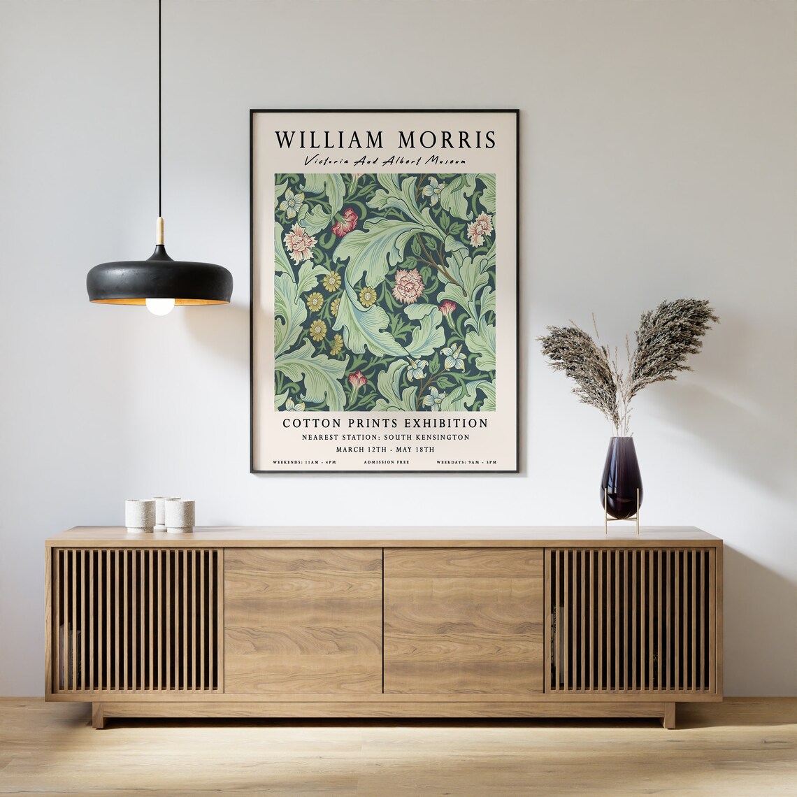 William Morris Exhibition Poster, Vintage Floral Print - Image 3