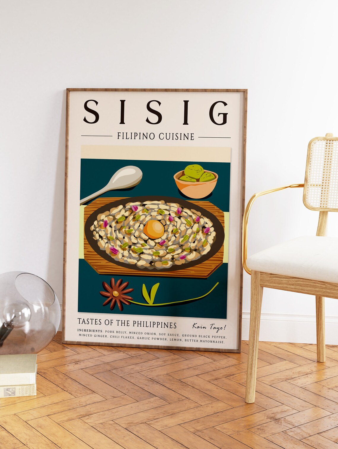 Sisig Filipino Cuisine Sizzling Plate Food Illustration Poster - Image 2