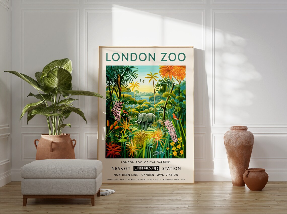London Zoo Elephant Botanical Safari Art Print - Image 2