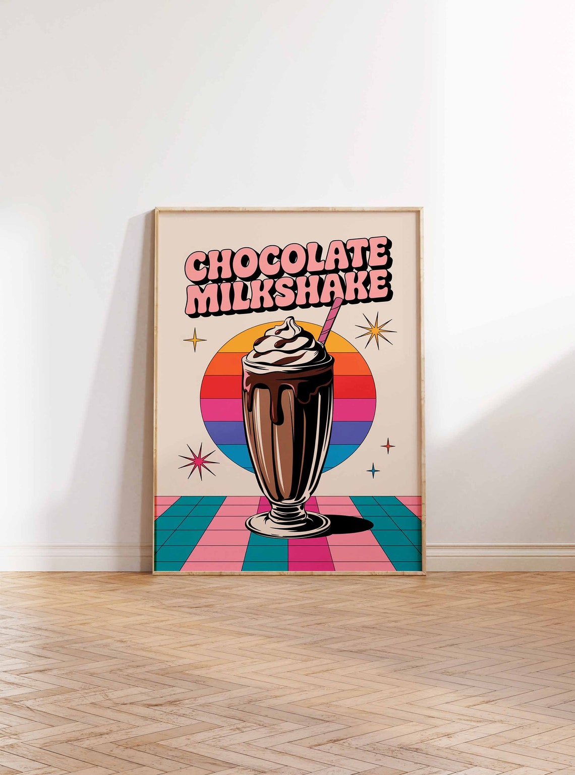Chocolate Milkshake Pink Bubble Letter Retro Cream Diner Poster - Image 2