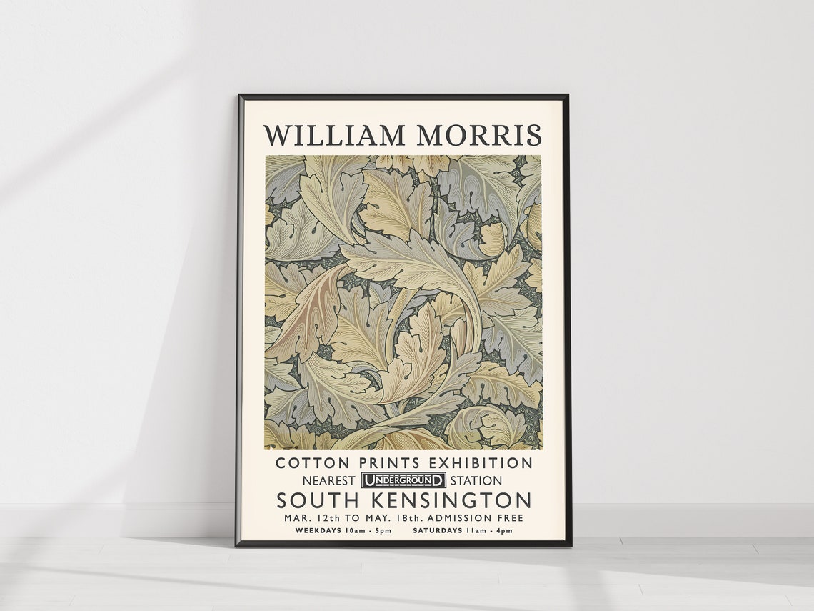 William Morris Acanthus Leaf Cotton Prints Exhibition Vintage Poster - Image 3
