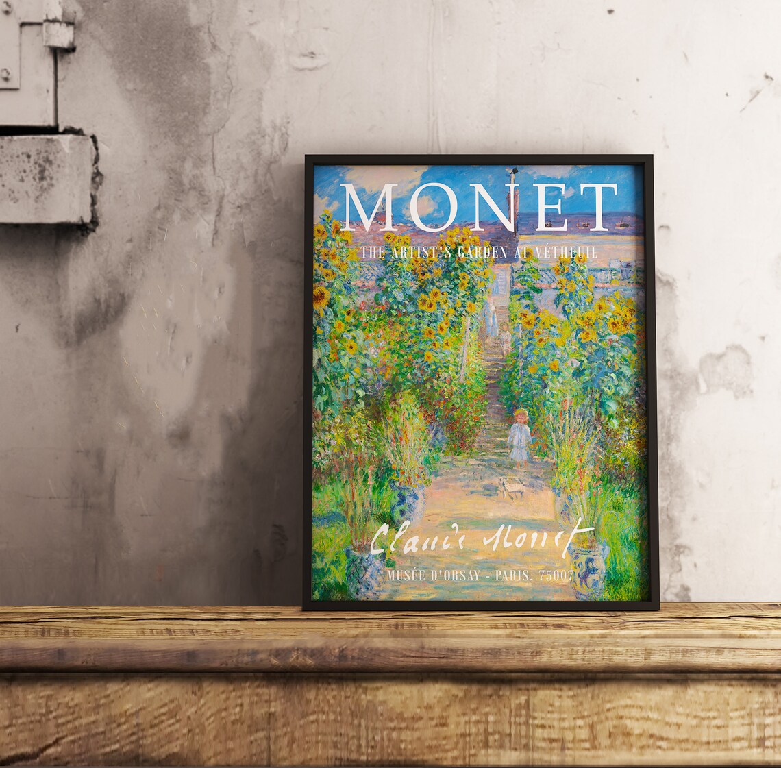 Claude Monet The Artists Garden at Vetheuil Sunflowers Art Poster - Image 2