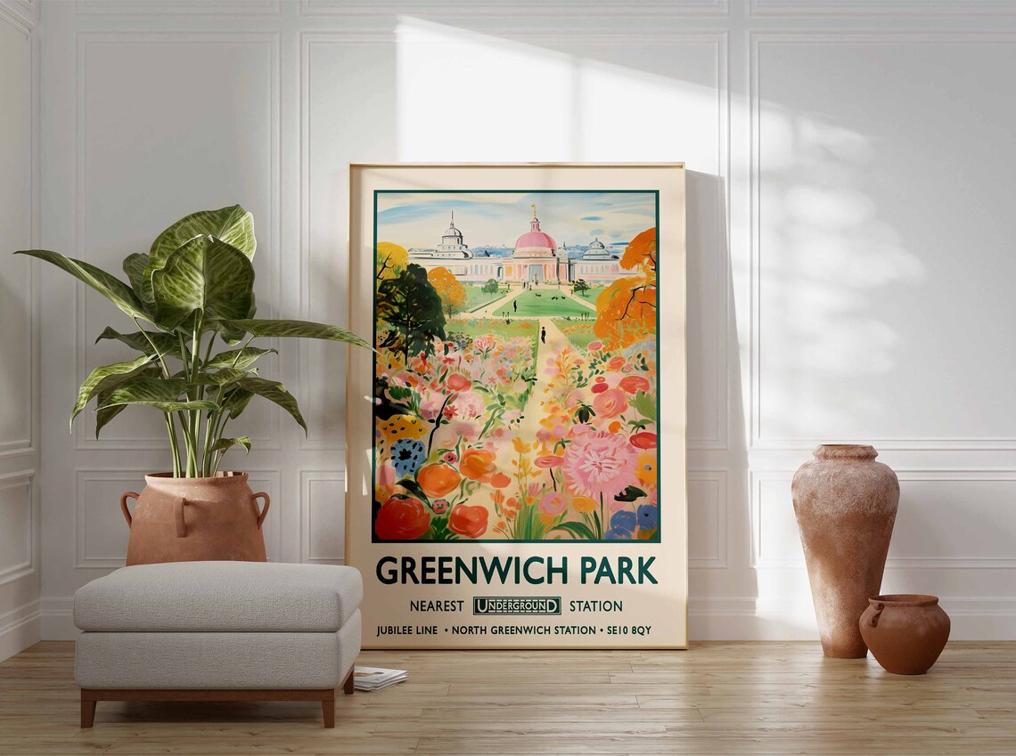 Greenwich Park London William Morris Art Print - Image 3
