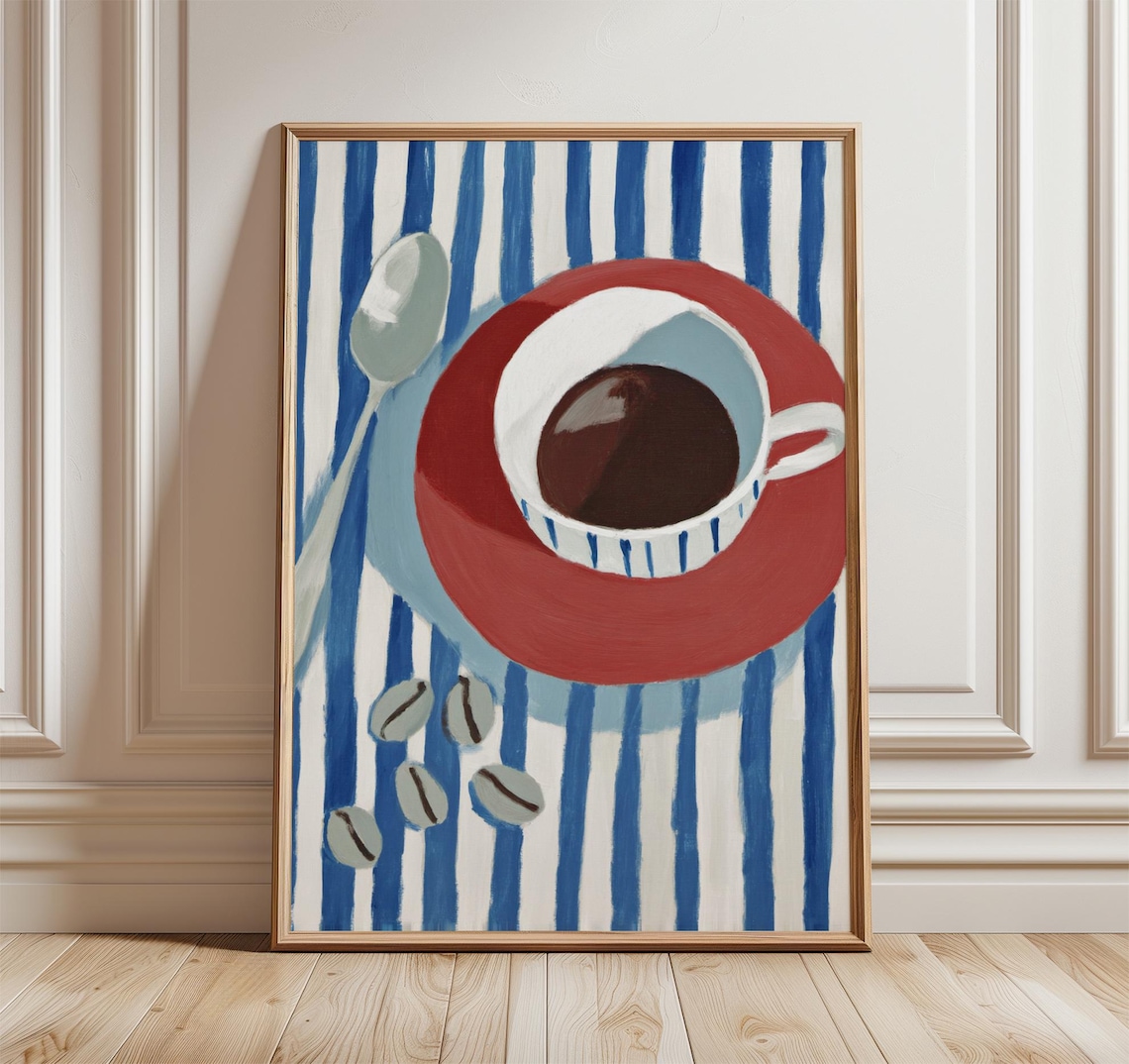Modern Coffee Cup Art Print, Abstract Kitchen Decor