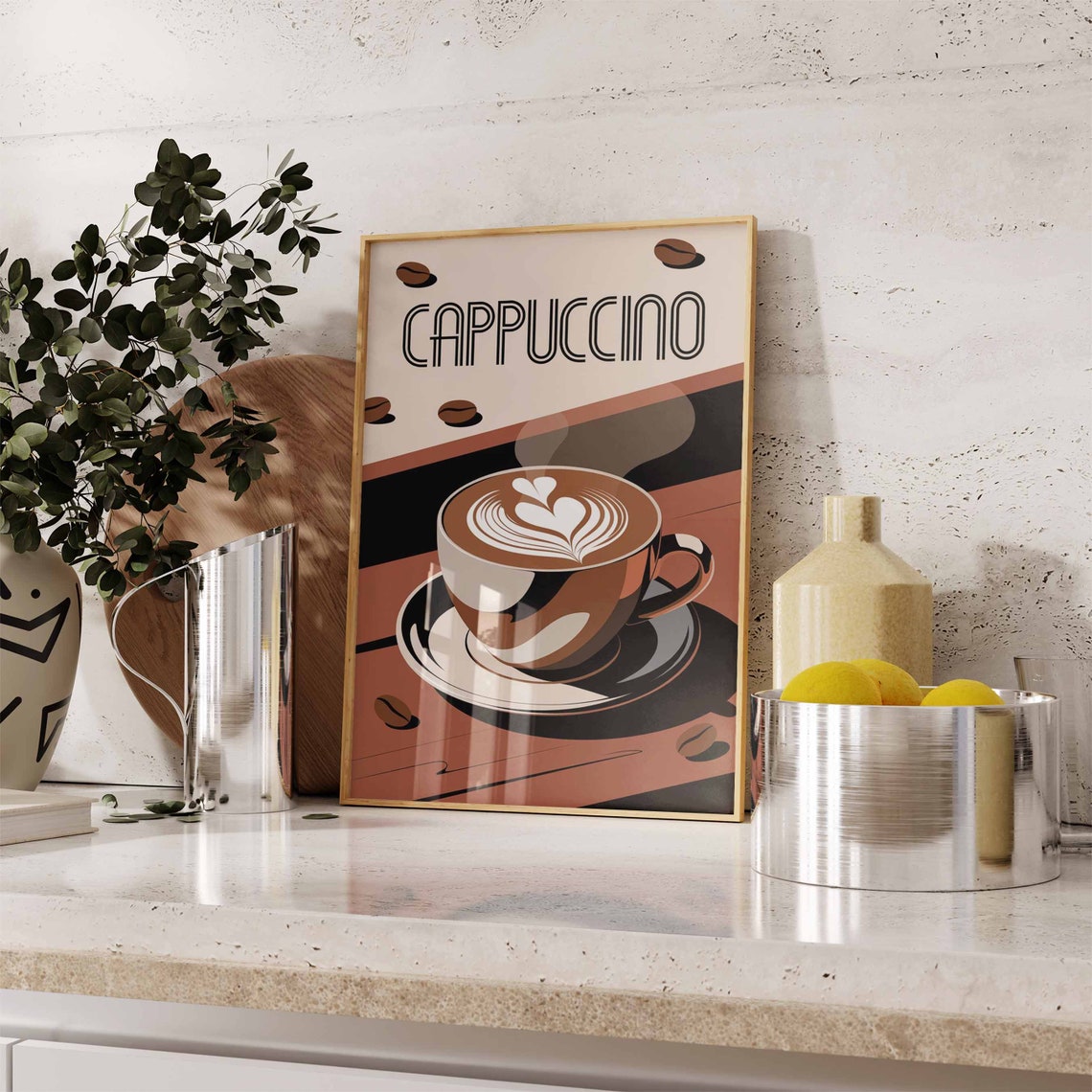 Cappuccino Deco Lettering Latte Art Retro Kitchen Decor Poster - Image 3