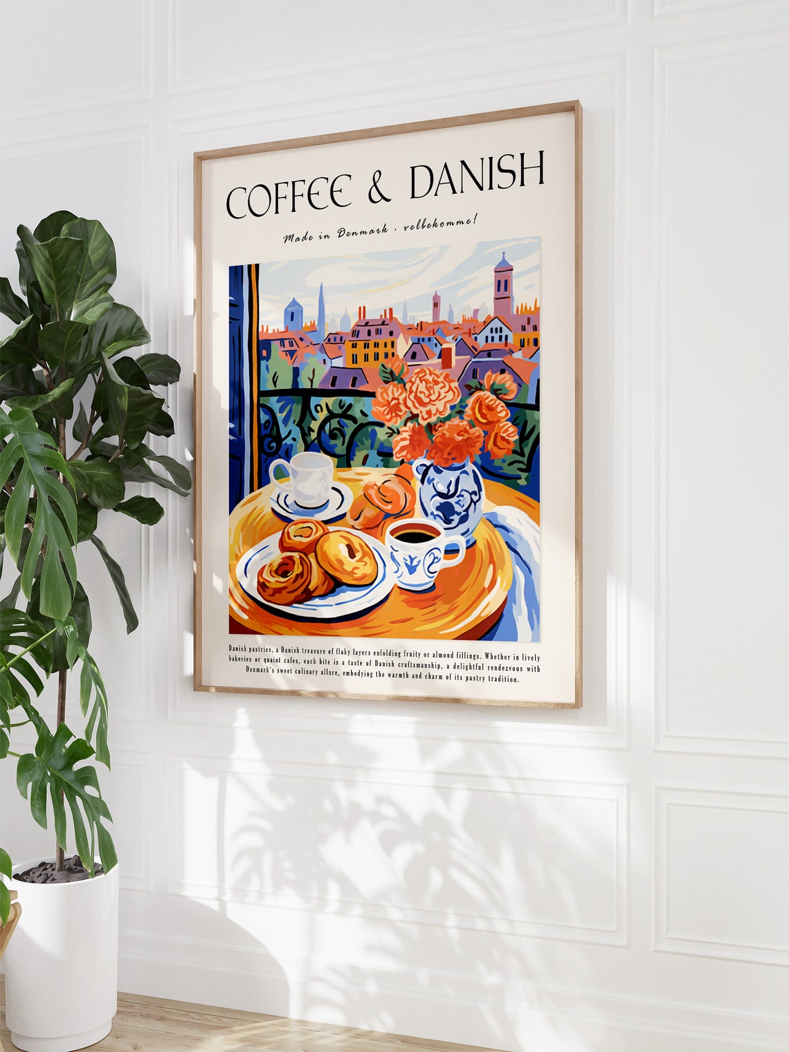 Coffee and Danish City View Cafe Table Cityscape Art Decor Poster - Image 3