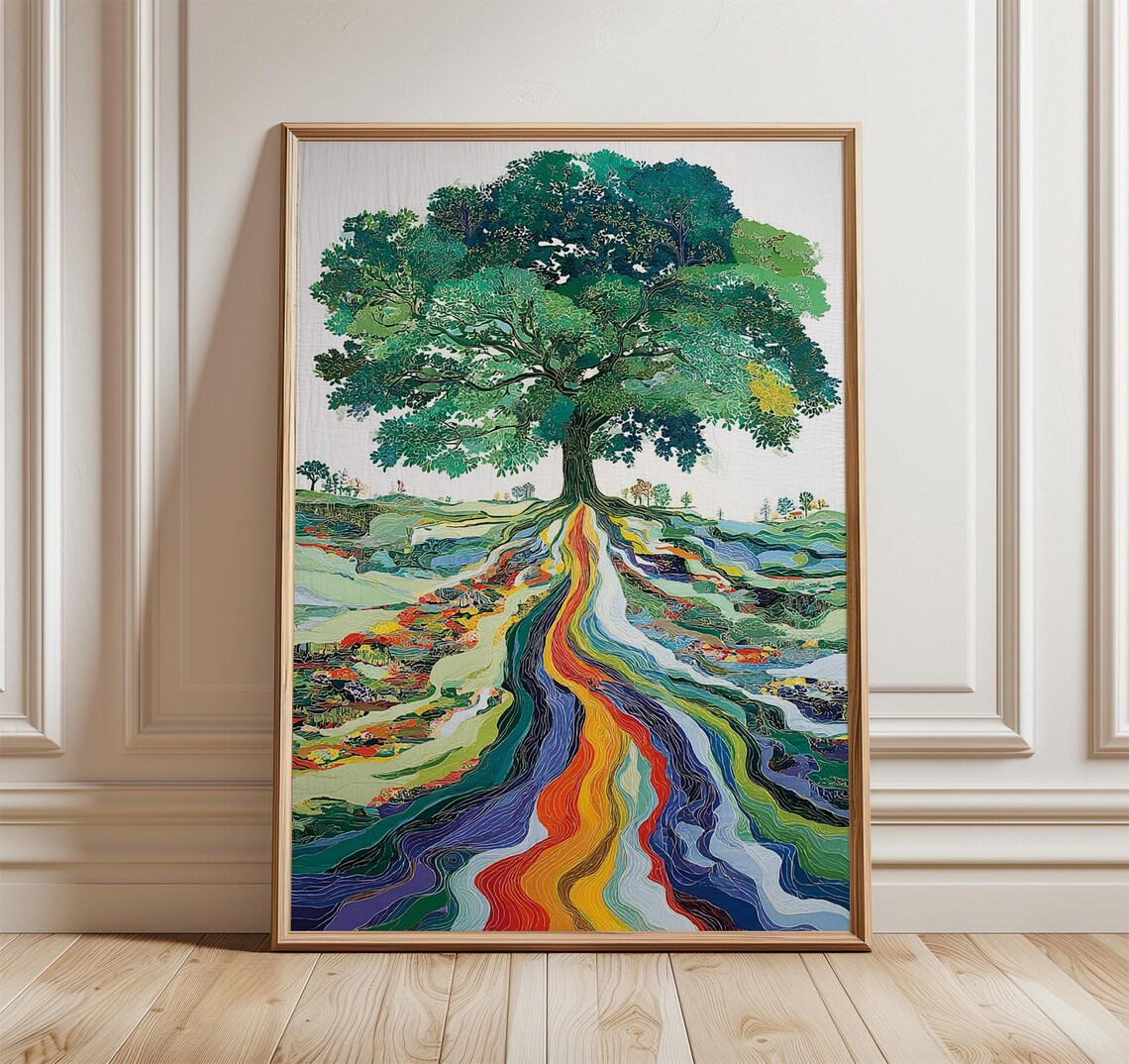 Colorful Abstract Tree Poster, Modern Nature Art Print