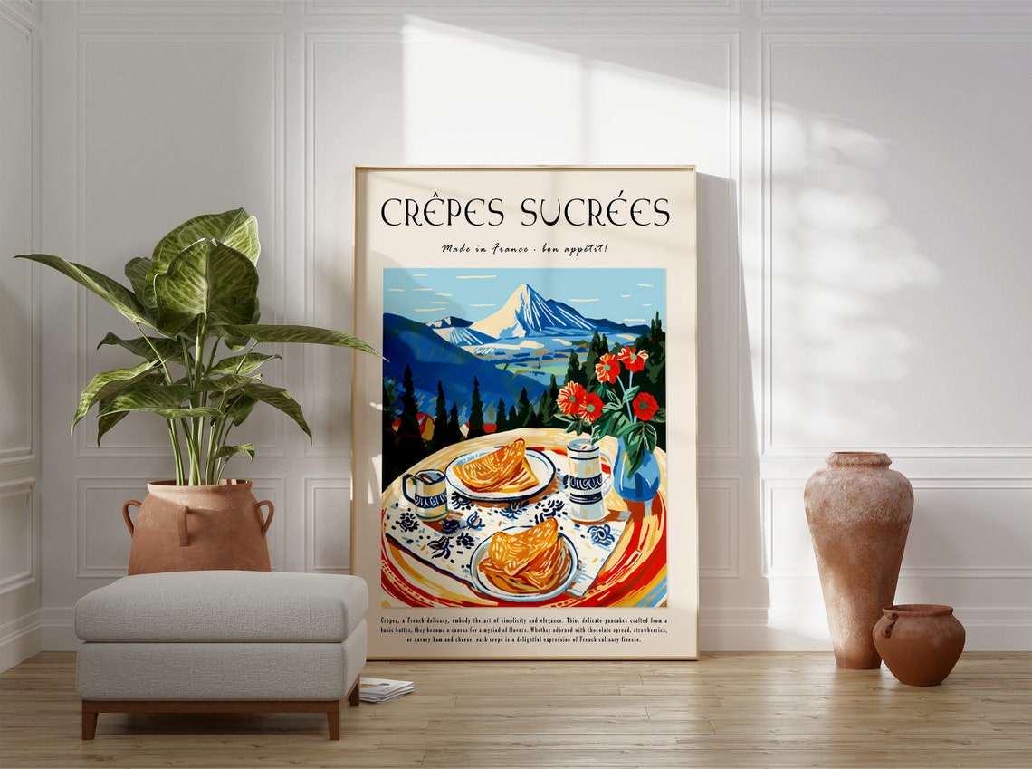 Sweet French Crepes Mountain Scene Kitchen Art Poster Gift Scene - Image 2