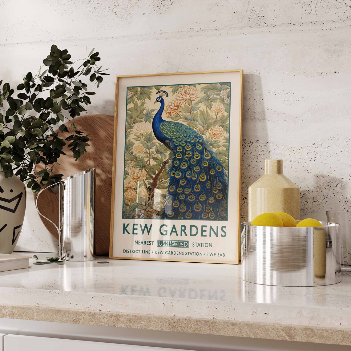 Kew Gardens Peacock Vintage London Underground Travel Poster - Image 2