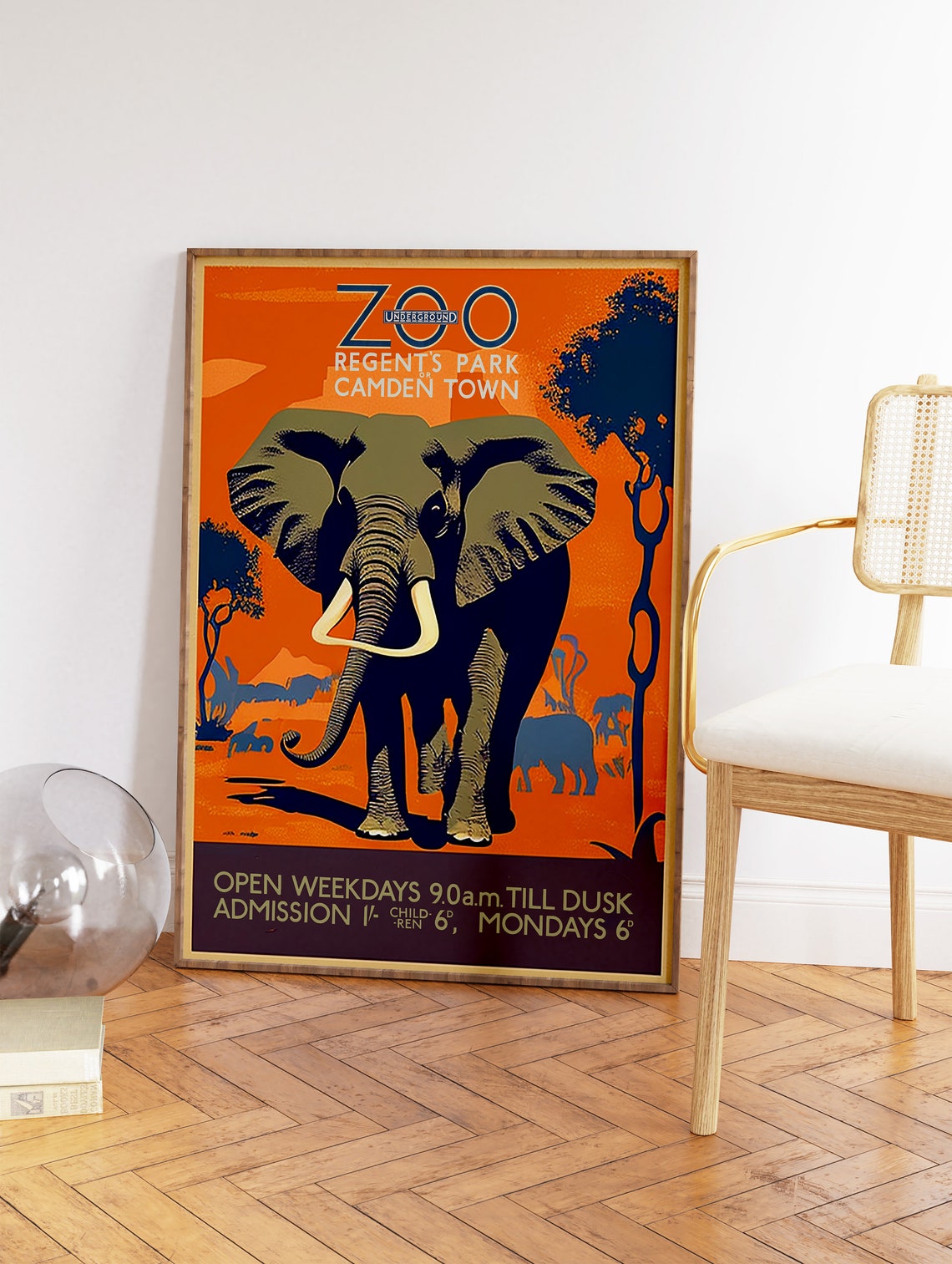 Vintage London Underground Zoo Elephant Retro Travel Poster Art - Image 2