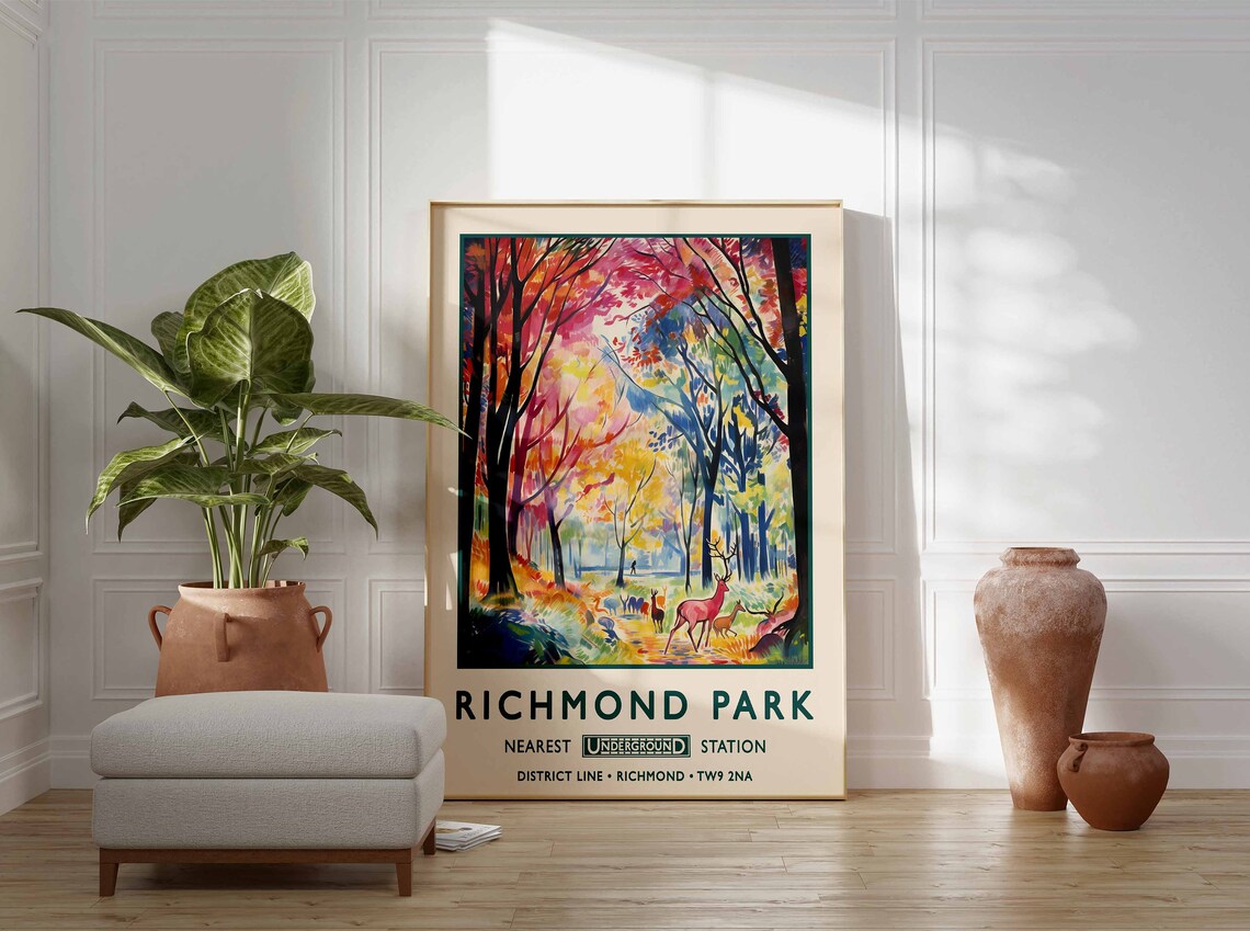 Richmond Park Vintage London Botanical Art Print - Image 3