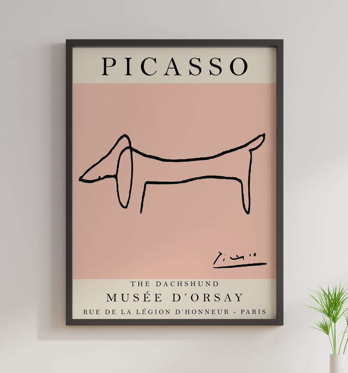Picasso Style Dachshund Line Drawing Museum Exhibition Poster Paris Art - Image 2