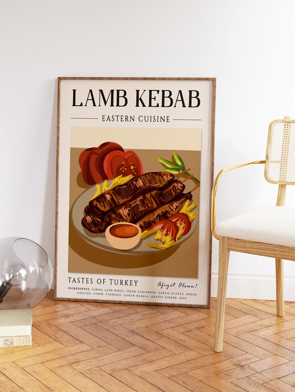 Turkish Food Poster Lamb Kebab Food Print Travel Poster Kitchen Poster Kitchen Decor Food Art Food And Drink Poster Food Gift - Image 2