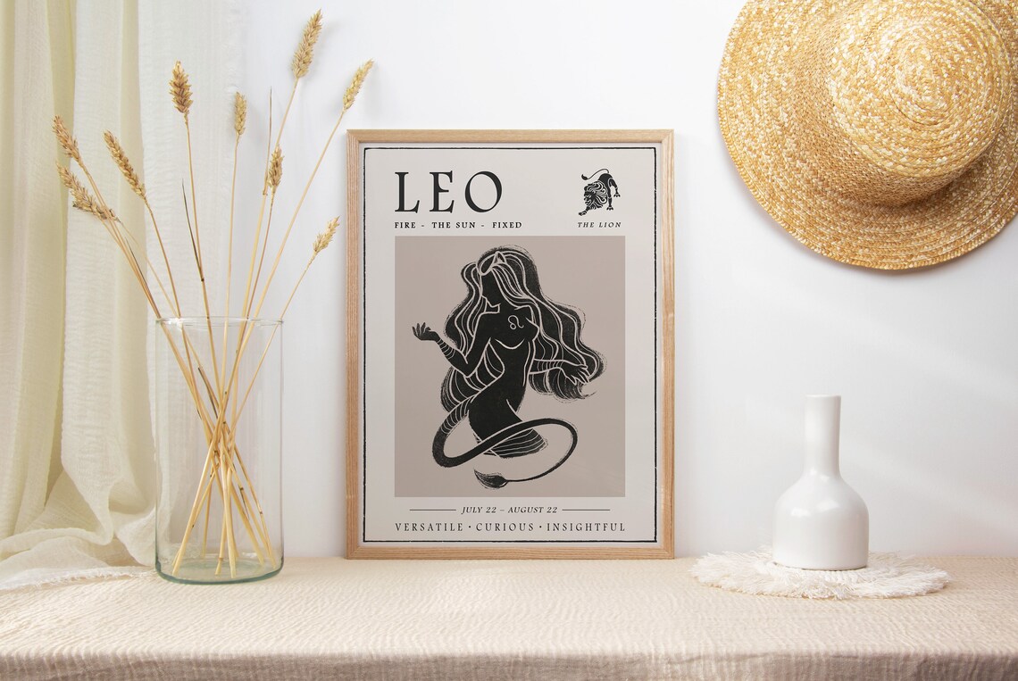 Leo Star Sign Astrology Poster, Boho Decor Print - Image 2