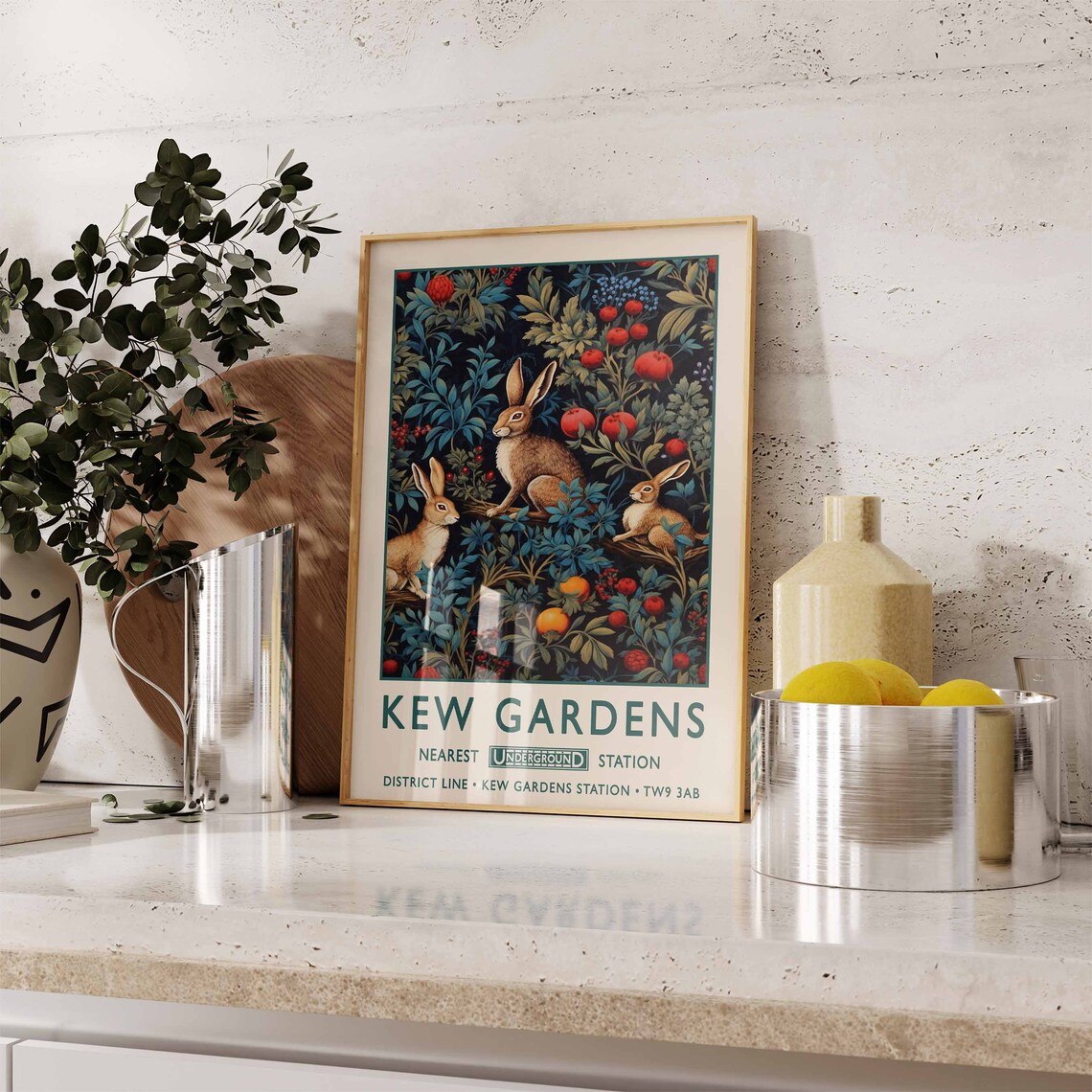 Kew Gardens Rabbits in Woodland Botanical London Travel Poster - Image 2