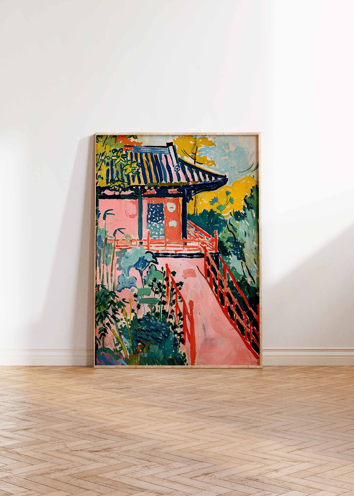 Japanese Tea House Garden Fauvist Style Colorful Painting Art Poster - Image 2