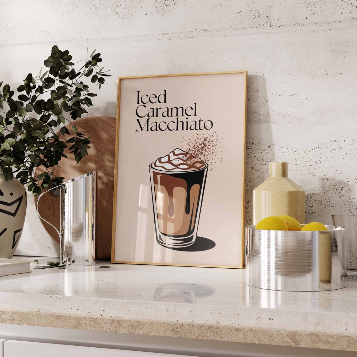 Iced Caramel Macchiato Whipped Cream Glass Kitchen Decor Poster - Image 3