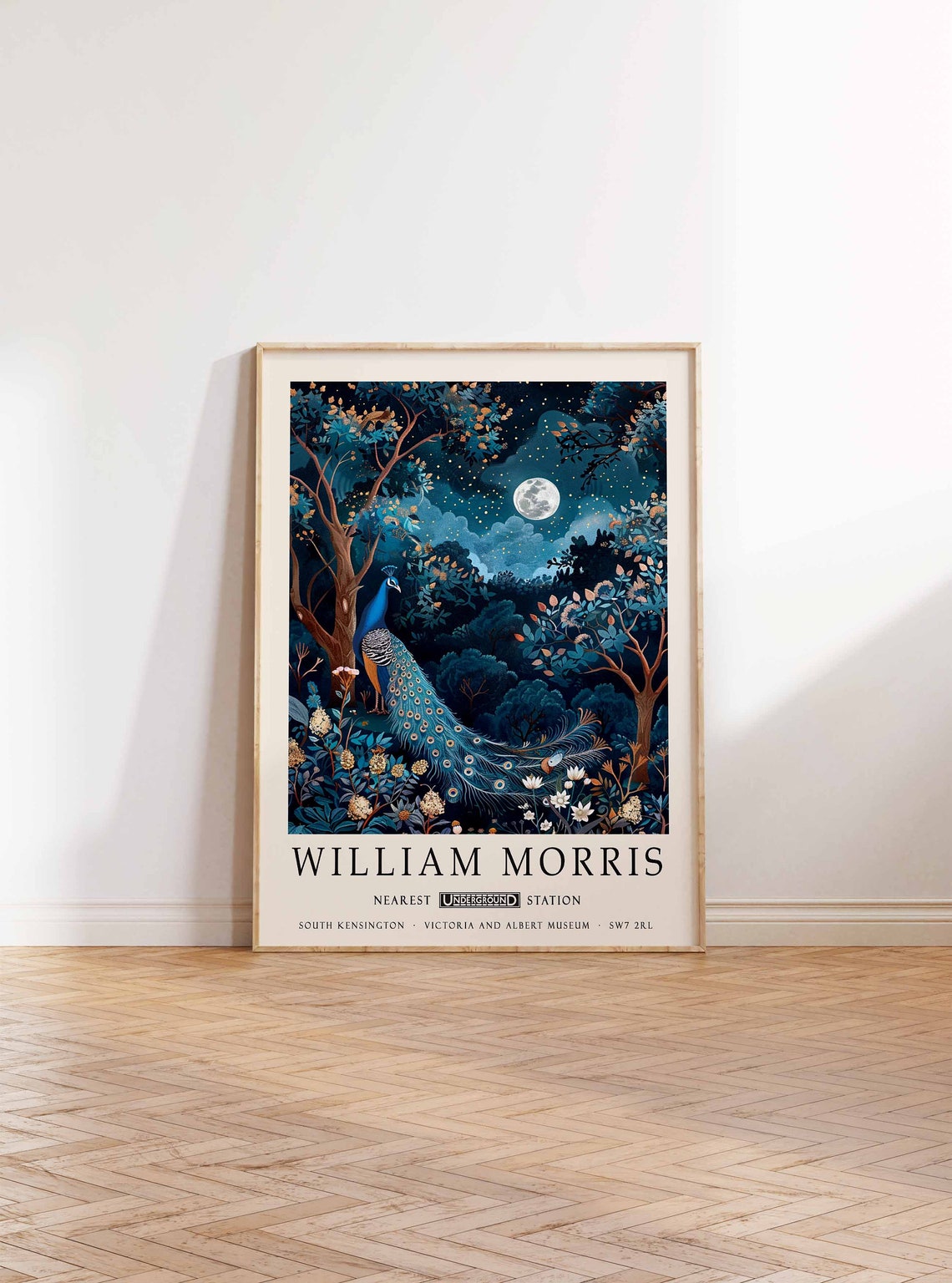William Morris Peacock Moonlit Woodland Exhibition Art Poster - Image 2
