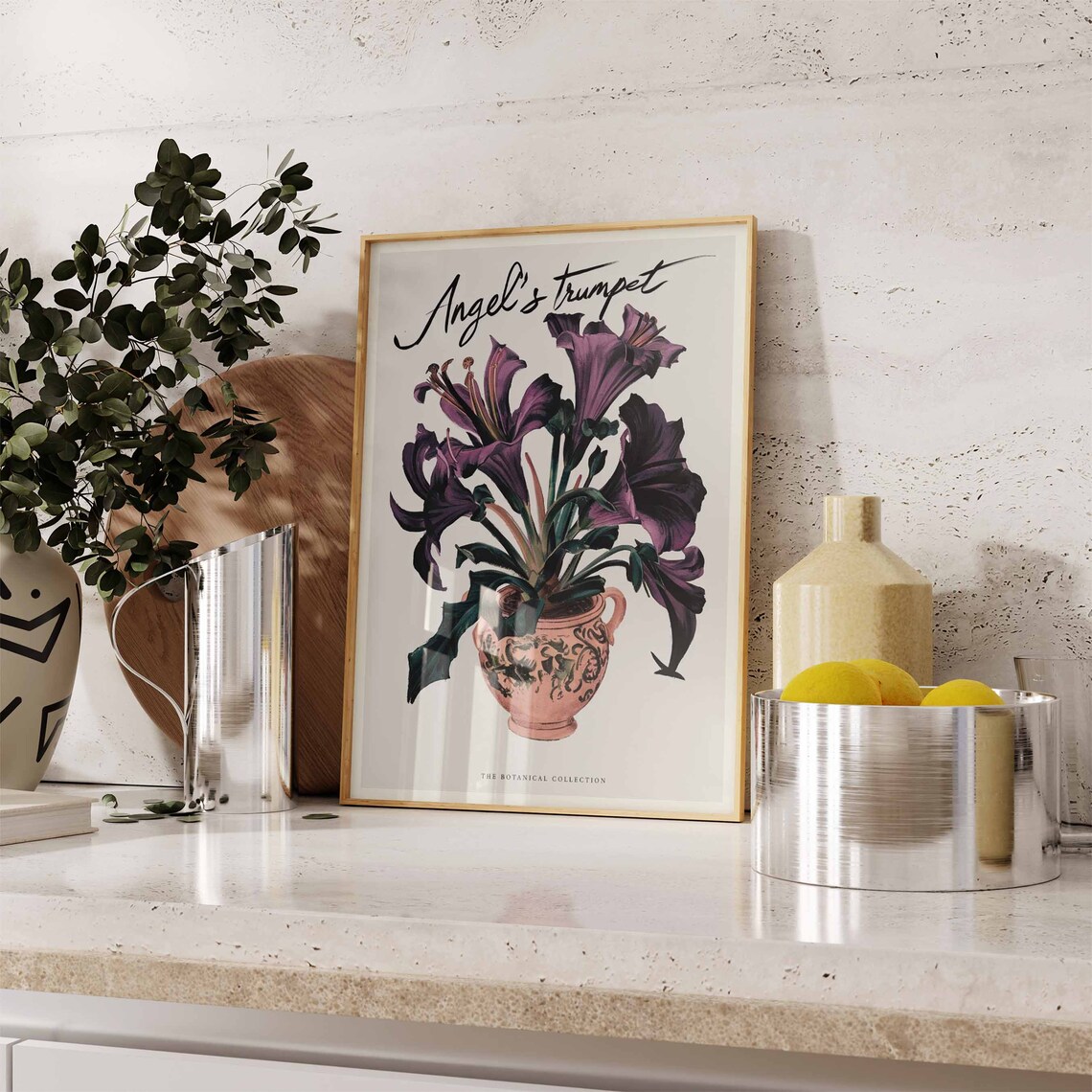Angel Trumpet Flower Purple Botanical Vintage Beautiful Wall Art - Image 3