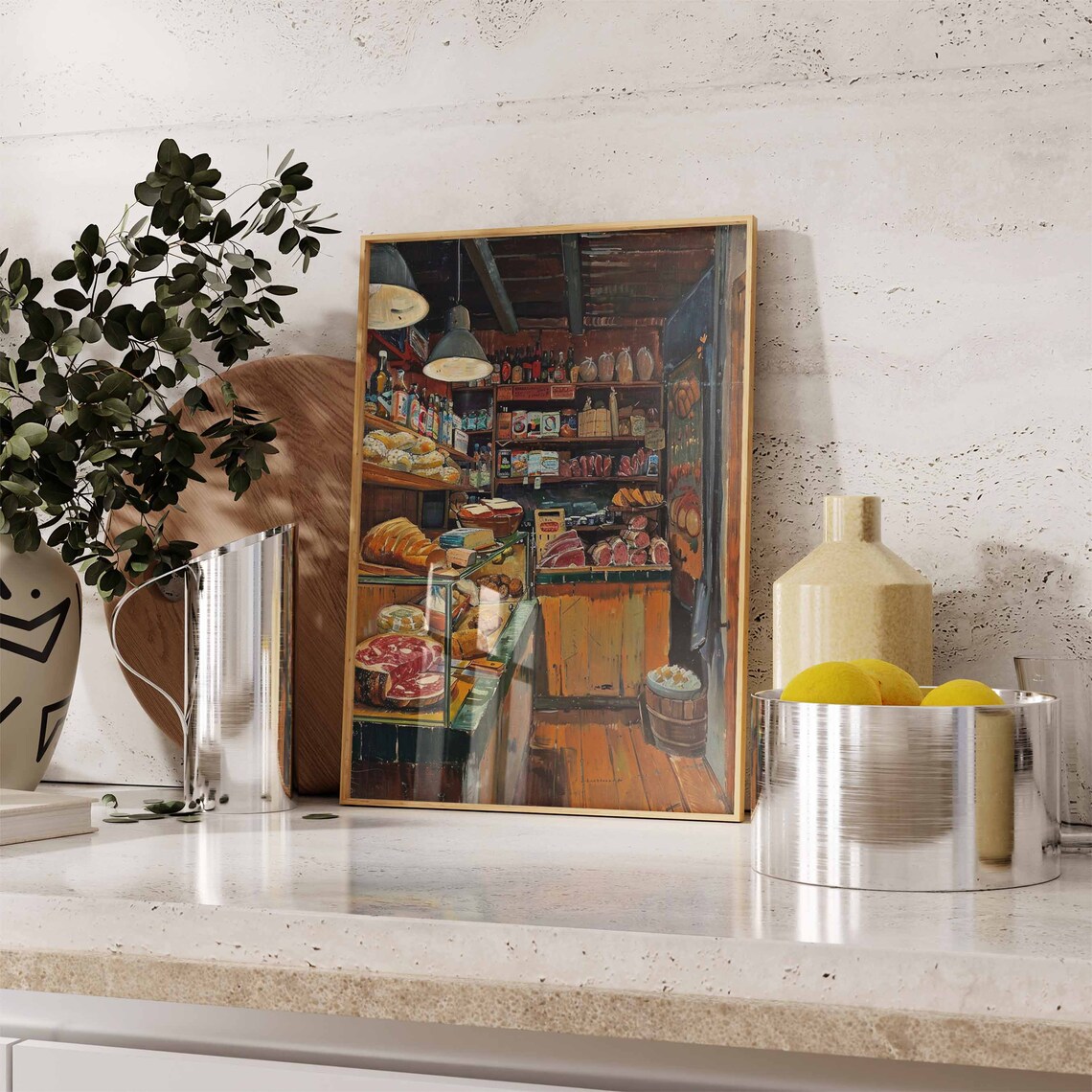 Rustic Vintage Italian Delicatessen Oil Painting Style Poster - Image 2