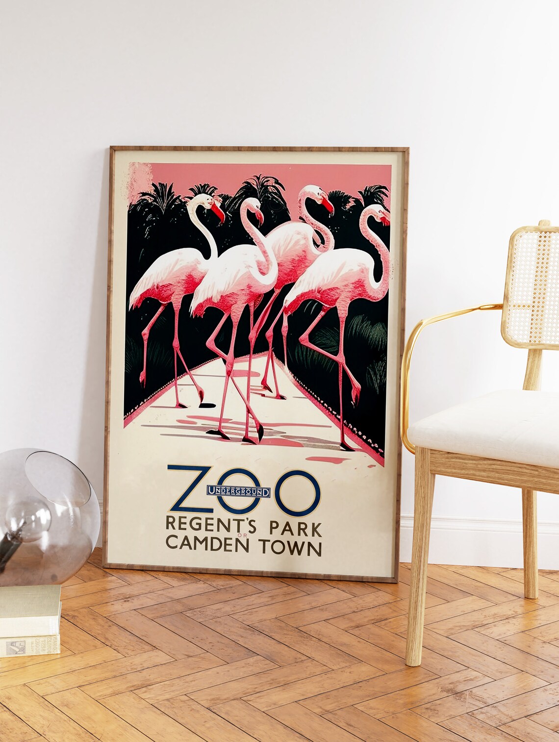 London Zoo Regents Park Flamingo Vintage Underground Travel Poster - Image 2