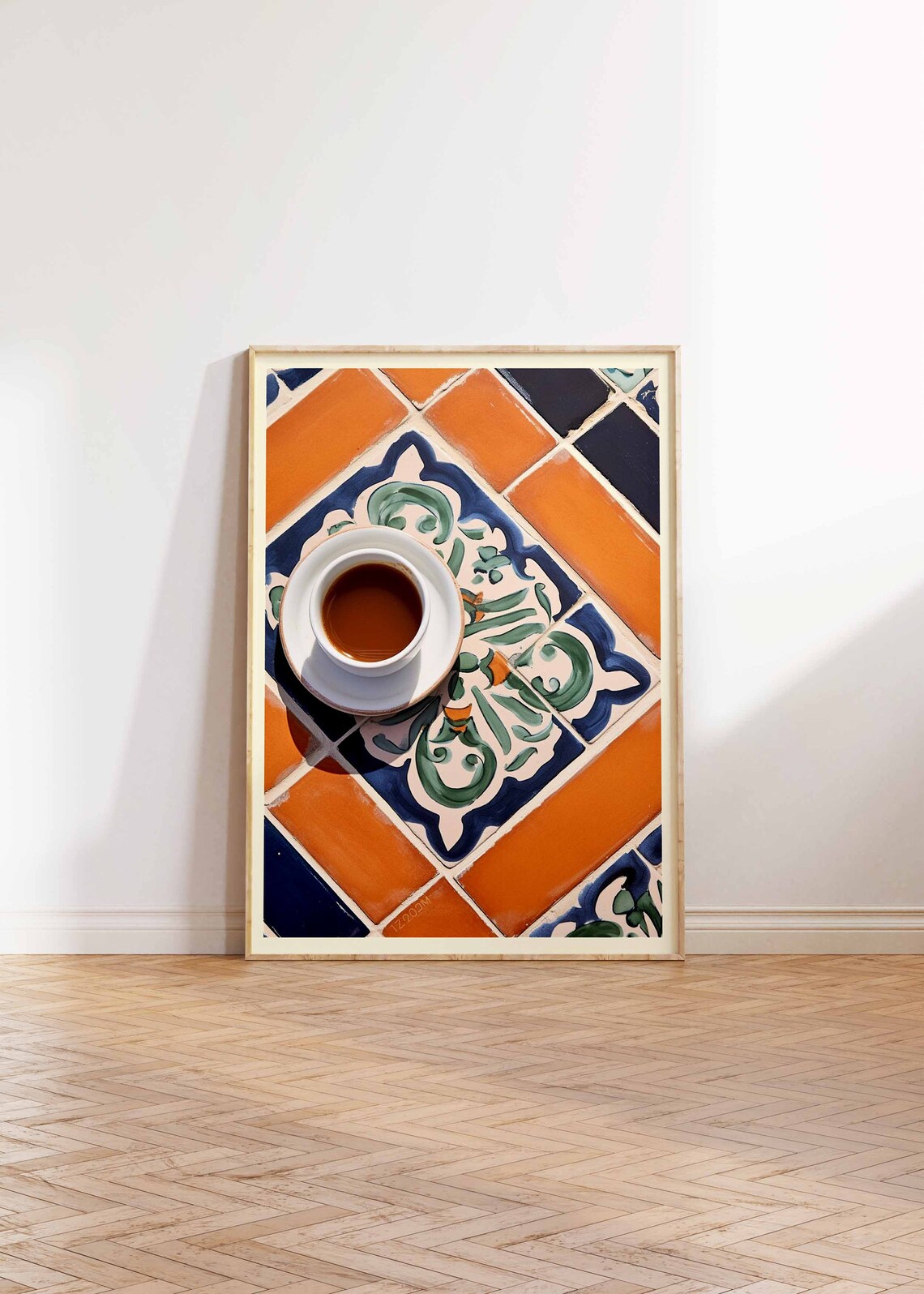 Moroccan Coffee Cup Ornamental Tiles Vintage Kitchen Cafe Wall Art - Image 2