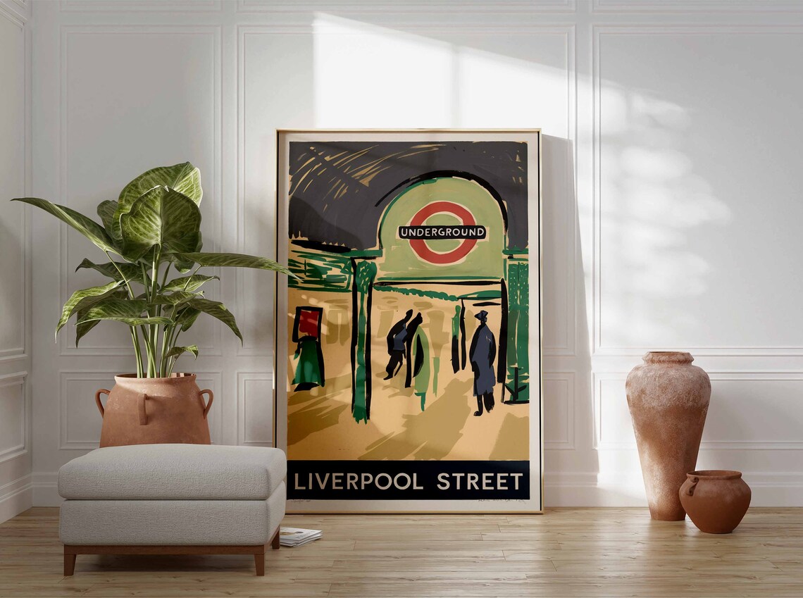 Liverpool Street London Underground Entrance Retro Travel Poster - Image 3