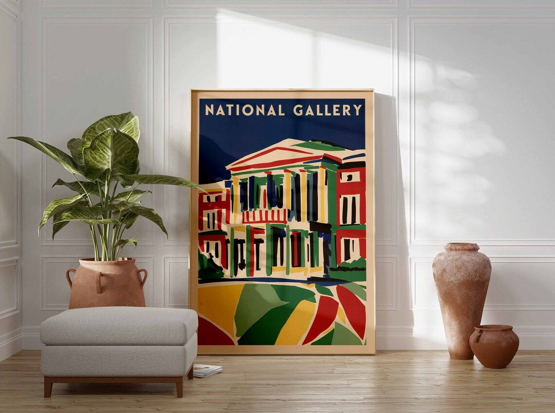 National Gallery London Colorful Facade Art Travel Museum Poster - Image 3