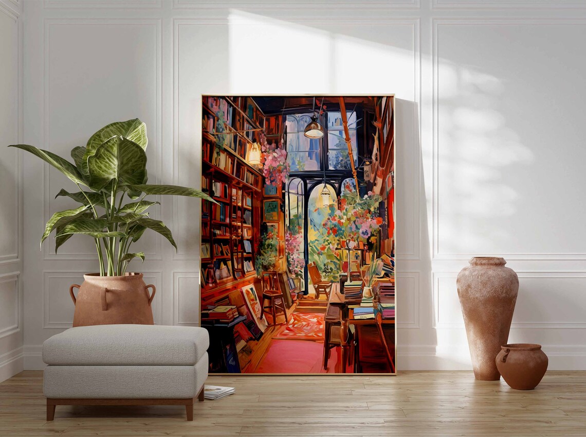 Vintage Library Poster, Book Shop Art Print - Image 2