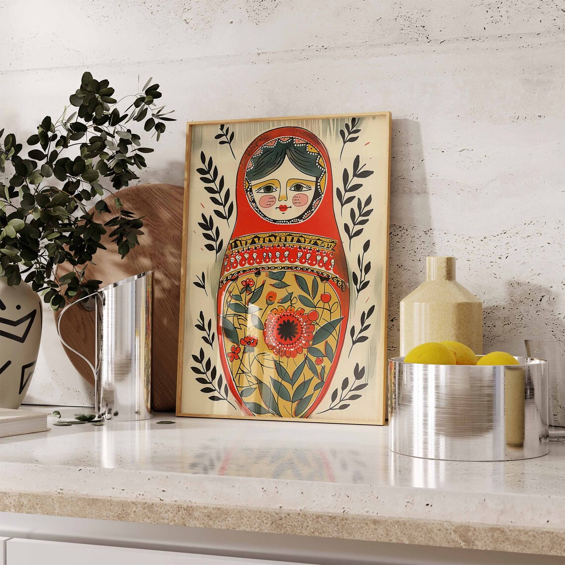 Russian Doll Folk Art Poster, Traditional Decor - Image 3