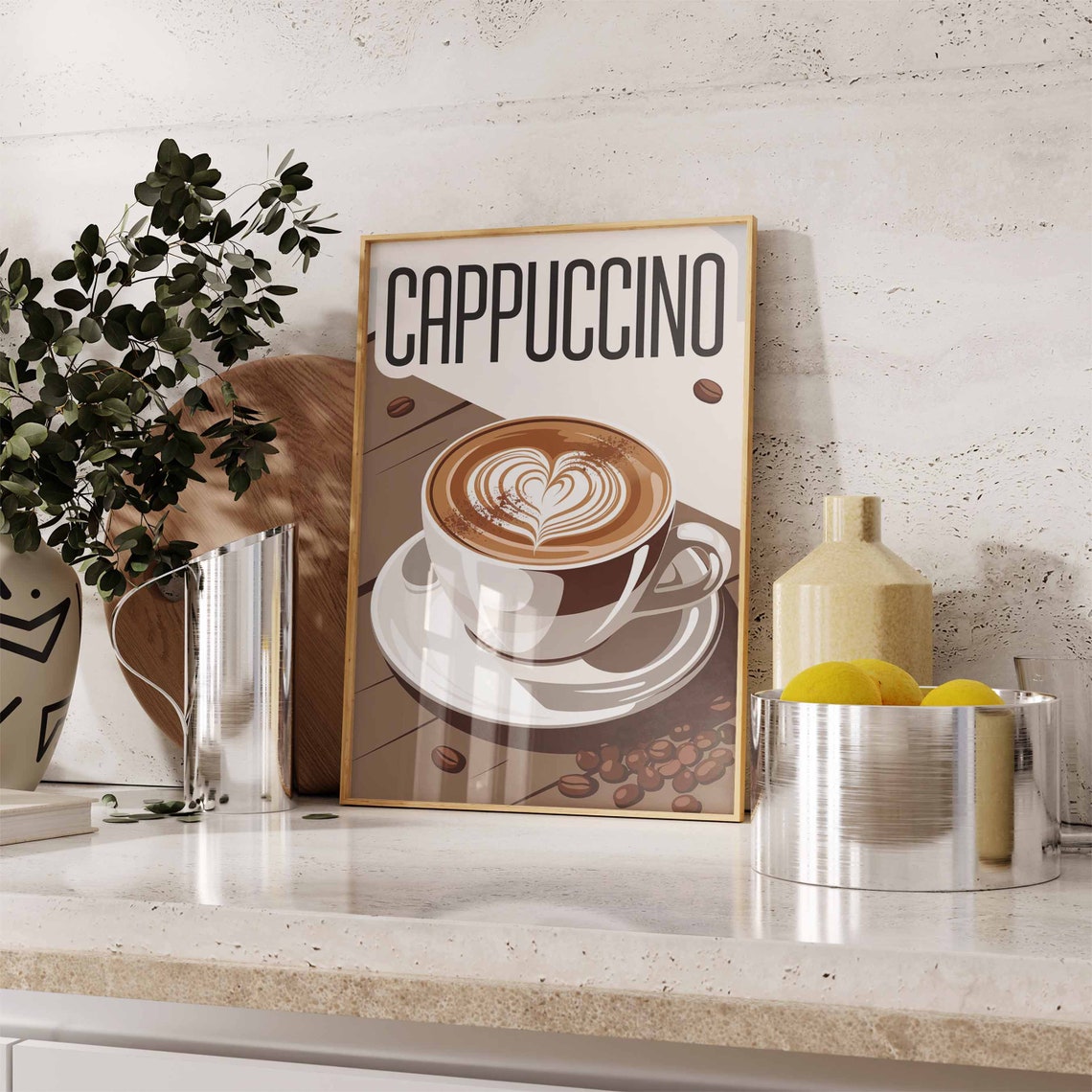 Creamy Cappuccino Heart Latte Art Coffee Cup Kitchen Cafe Poster - Image 3
